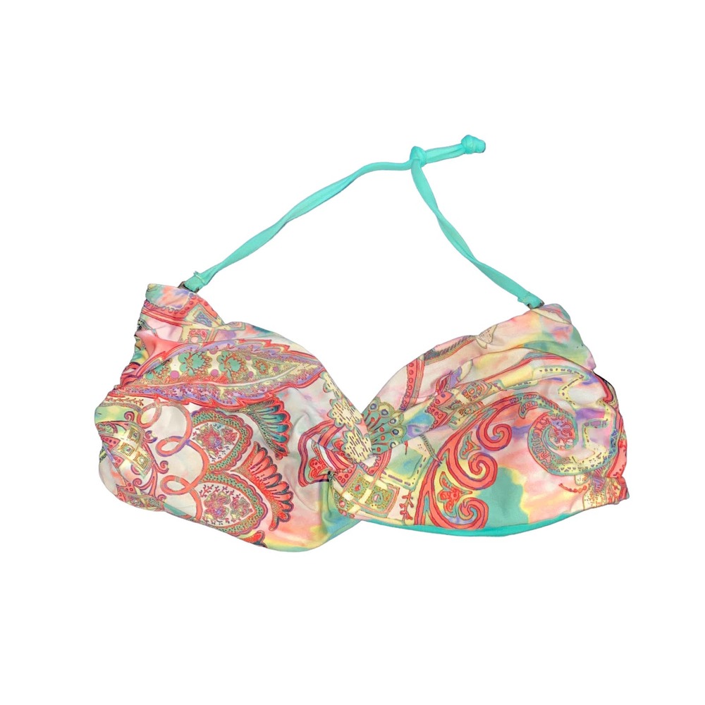 BECCA By Rebecca Virtue Multicolored Floral Paisley Swim Bikini Top Size Large